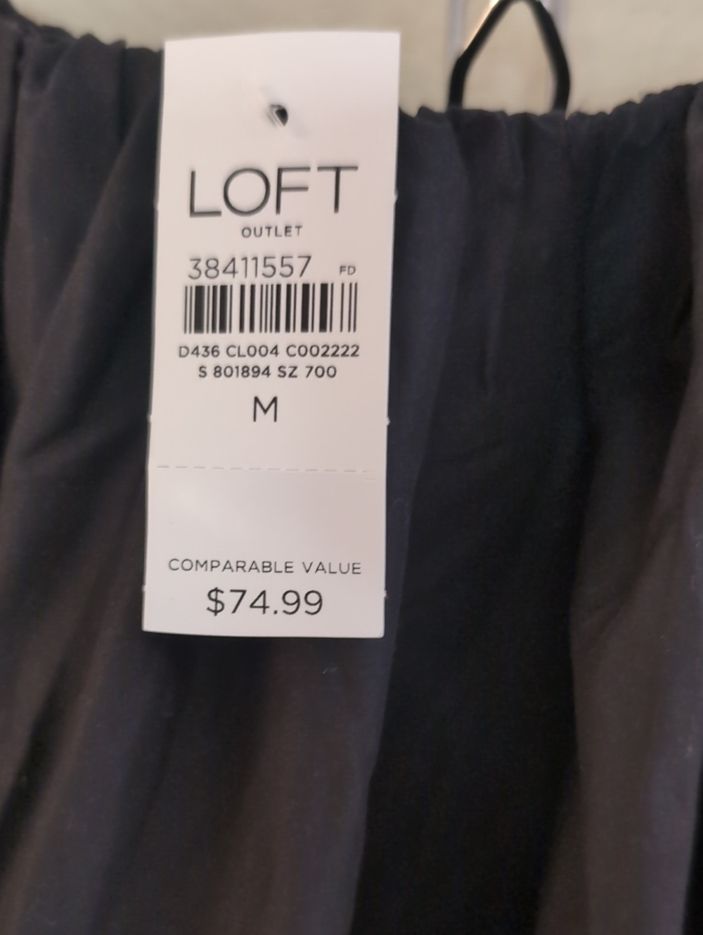 LOFT Black Bubble-Hem Elastic Waist Midi Skirt NWT - Picture 2 of 3